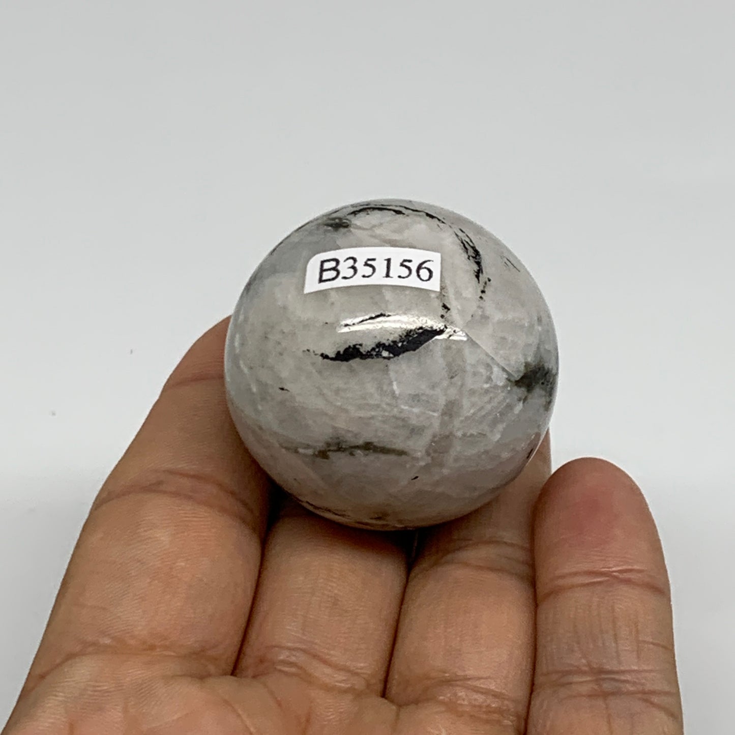 73.2g, 1.5"(38mm), Natural Rainbow Moonstone Sphere Ball Gemstone, B35156