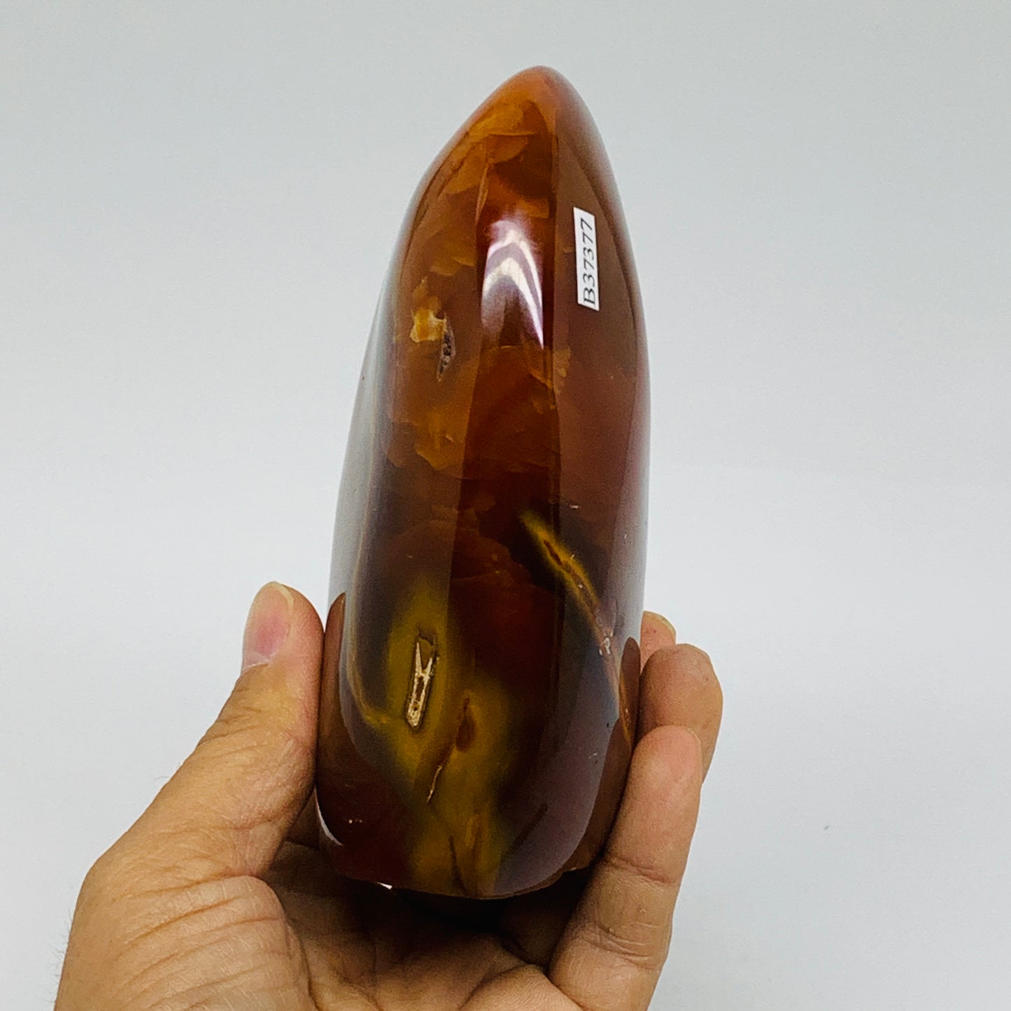 1.5 lbs, 4.9"x3"x1.9"Natural Red Carnelian Freeform Polished Gemstone, B37377