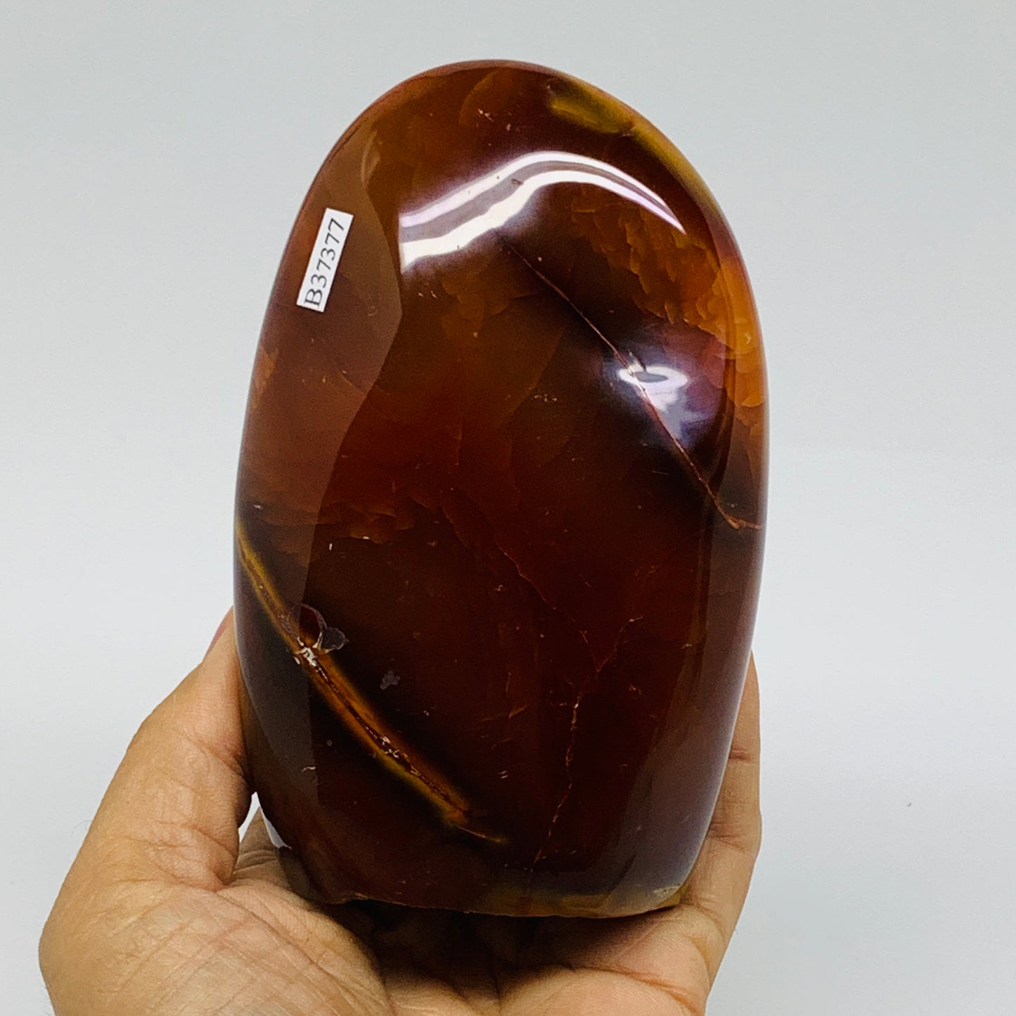 1.5 lbs, 4.9"x3"x1.9"Natural Red Carnelian Freeform Polished Gemstone, B37377