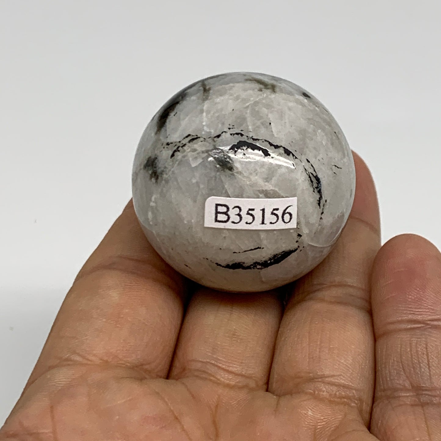 73.2g, 1.5"(38mm), Natural Rainbow Moonstone Sphere Ball Gemstone, B35156