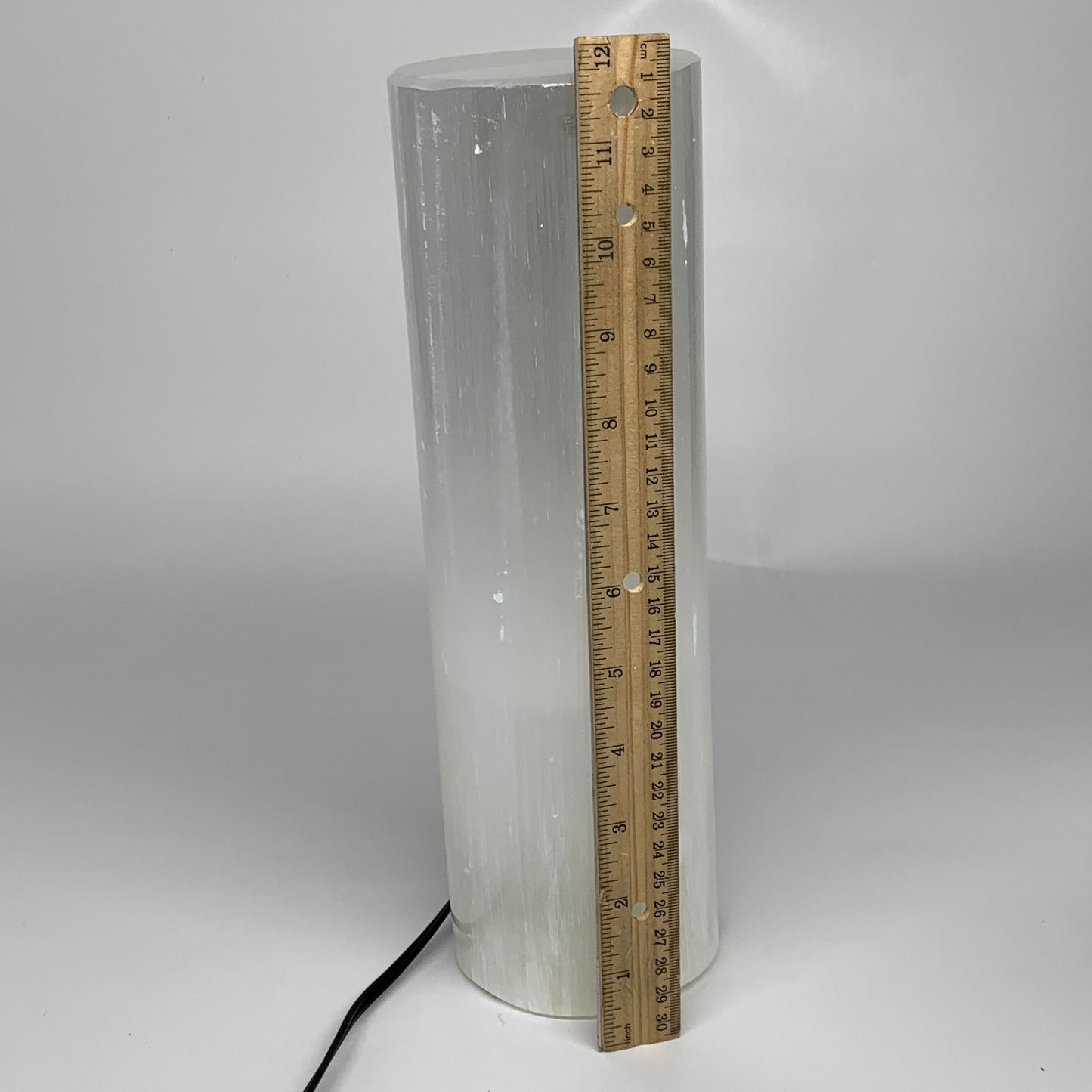 9 lbs, 11.75"x3.6" Cylinder Selenite (Satin Spar) Lamp Tower W/Chord, B35821