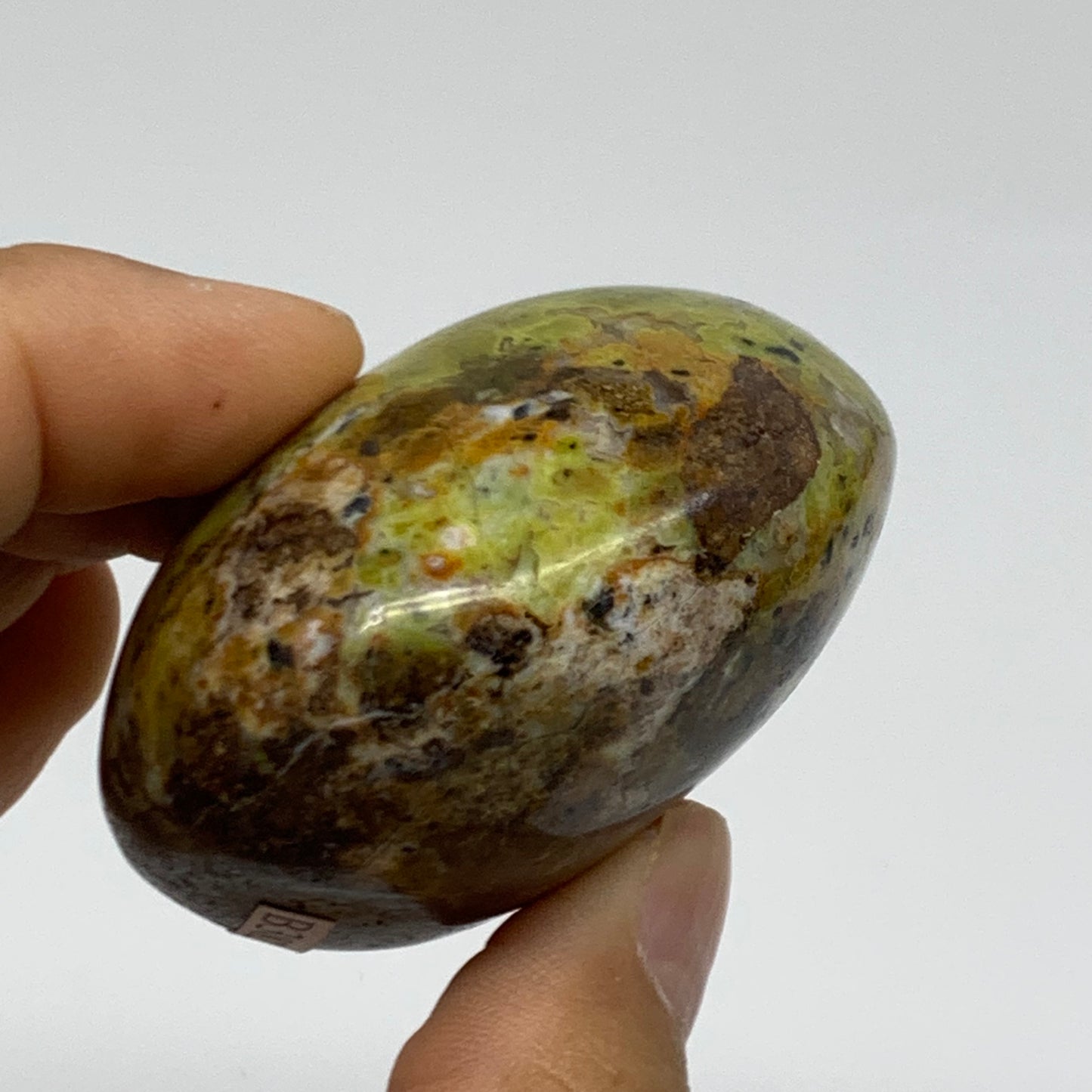 114.9g, 2.2"x2.1"x1.4", Green Opal Crystal PalmStone Polished Reiki, B38228