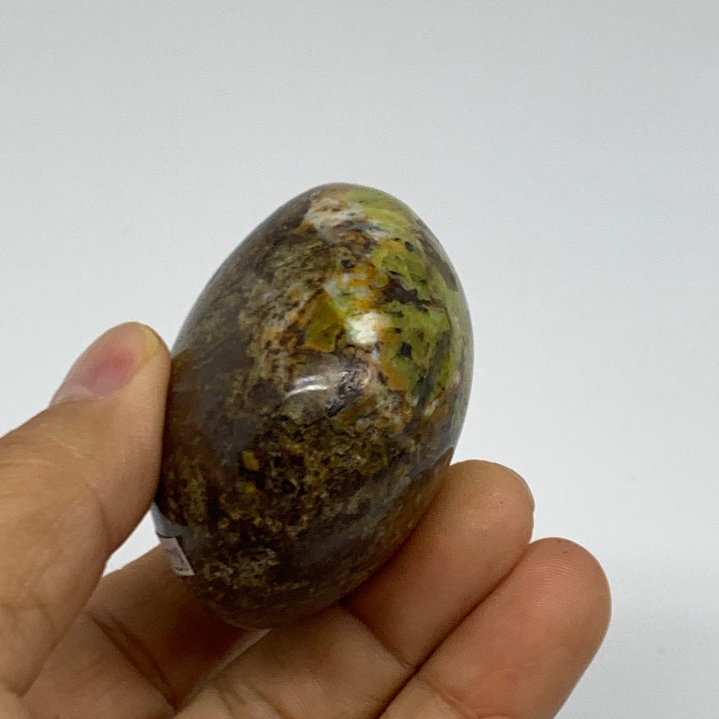 114.9g, 2.2"x2.1"x1.4", Green Opal Crystal PalmStone Polished Reiki, B38228