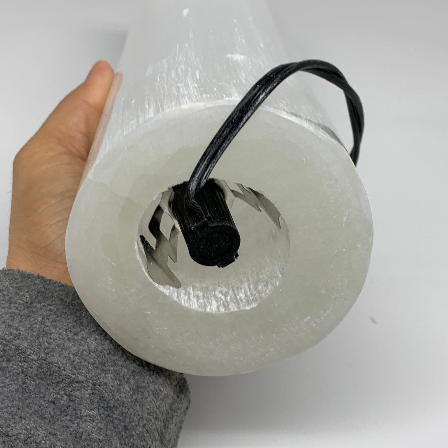 9 lbs, 11.75"x3.6" Cylinder Selenite (Satin Spar) Lamp Tower W/Chord, B35821