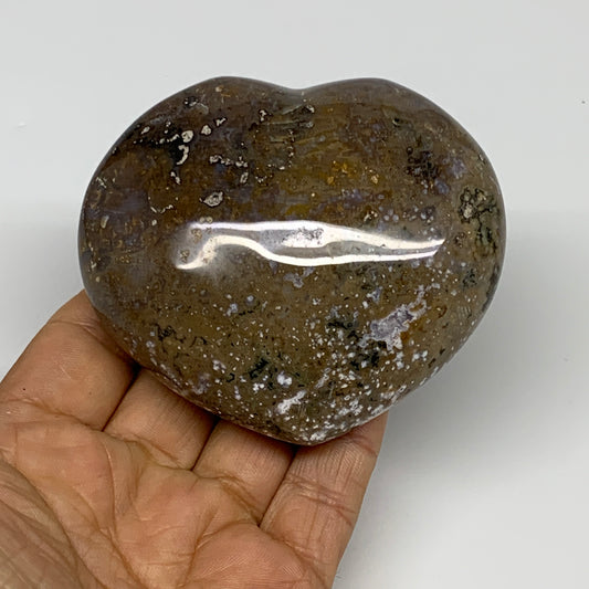 0.65 lbs, 2.9"x3.2"x1.4" Ocean Jasper Heart Polished Healing Crystal, B30894