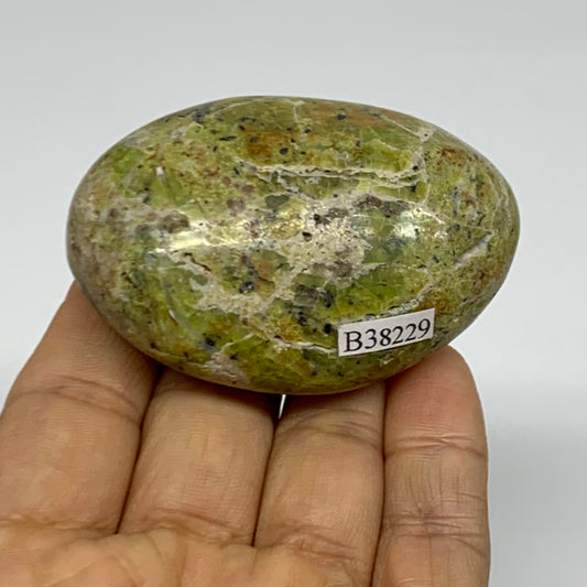 86.8g, 2.5"x1.8"x1.1", Green Opal Crystal PalmStone Polished Reiki, B38229
