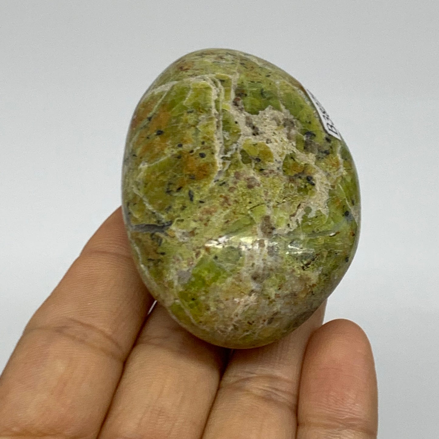 86.8g, 2.5"x1.8"x1.1", Green Opal Crystal PalmStone Polished Reiki, B38229