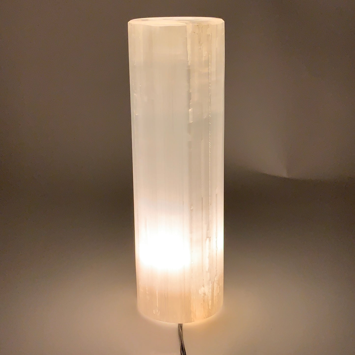8.1 lbs, 11"x3.5" Cylinder Selenite (Satin Spar) Lamp Tower W/Chord, B35822