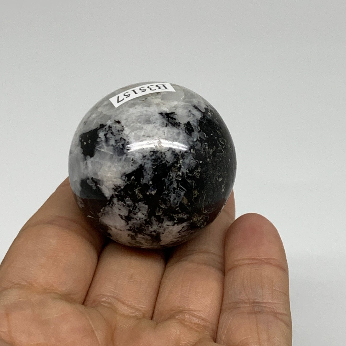 93.2g, 1.6"(40mm), Natural Rainbow Moonstone Sphere Ball Gemstone, B35157