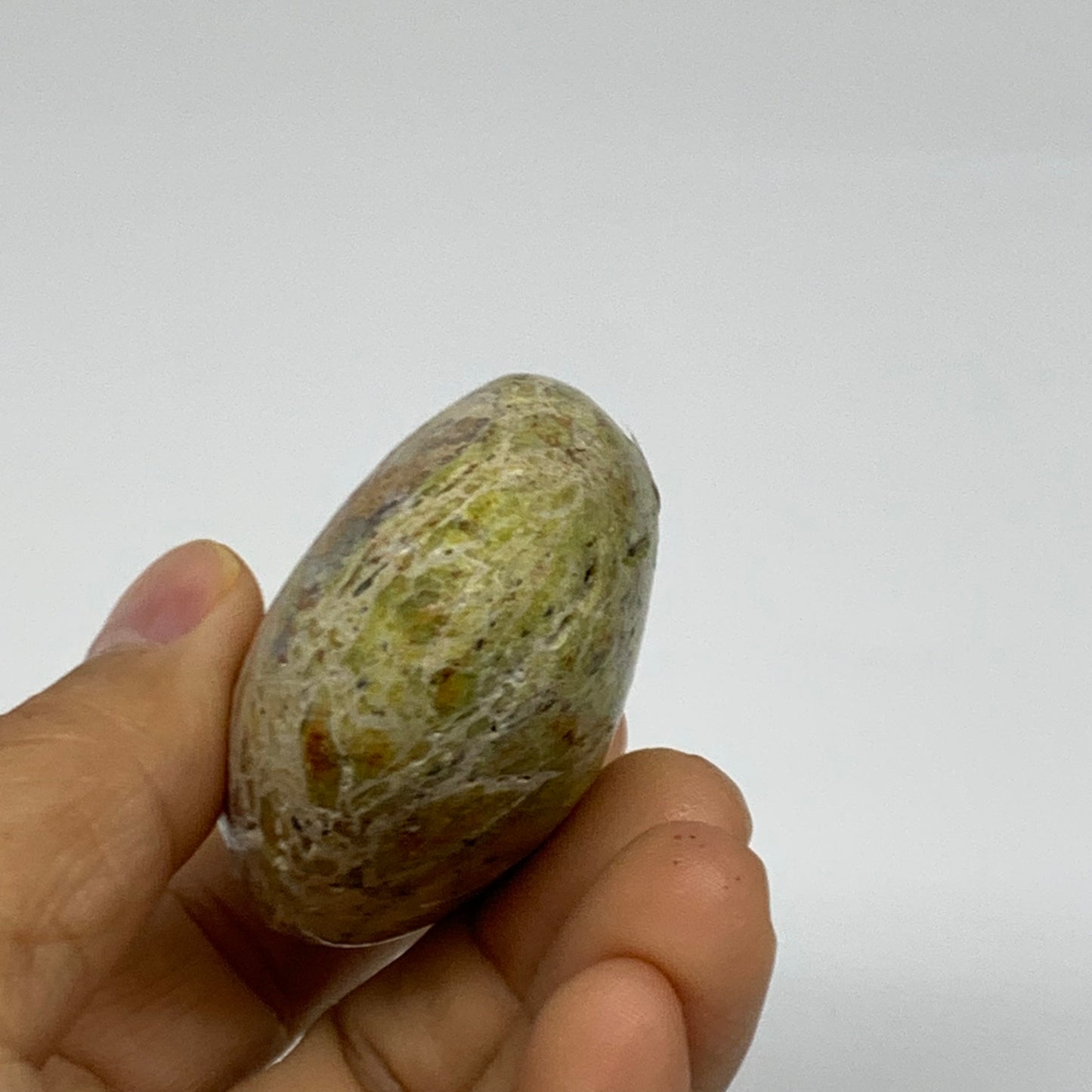 86.8g, 2.5"x1.8"x1.1", Green Opal Crystal PalmStone Polished Reiki, B38229