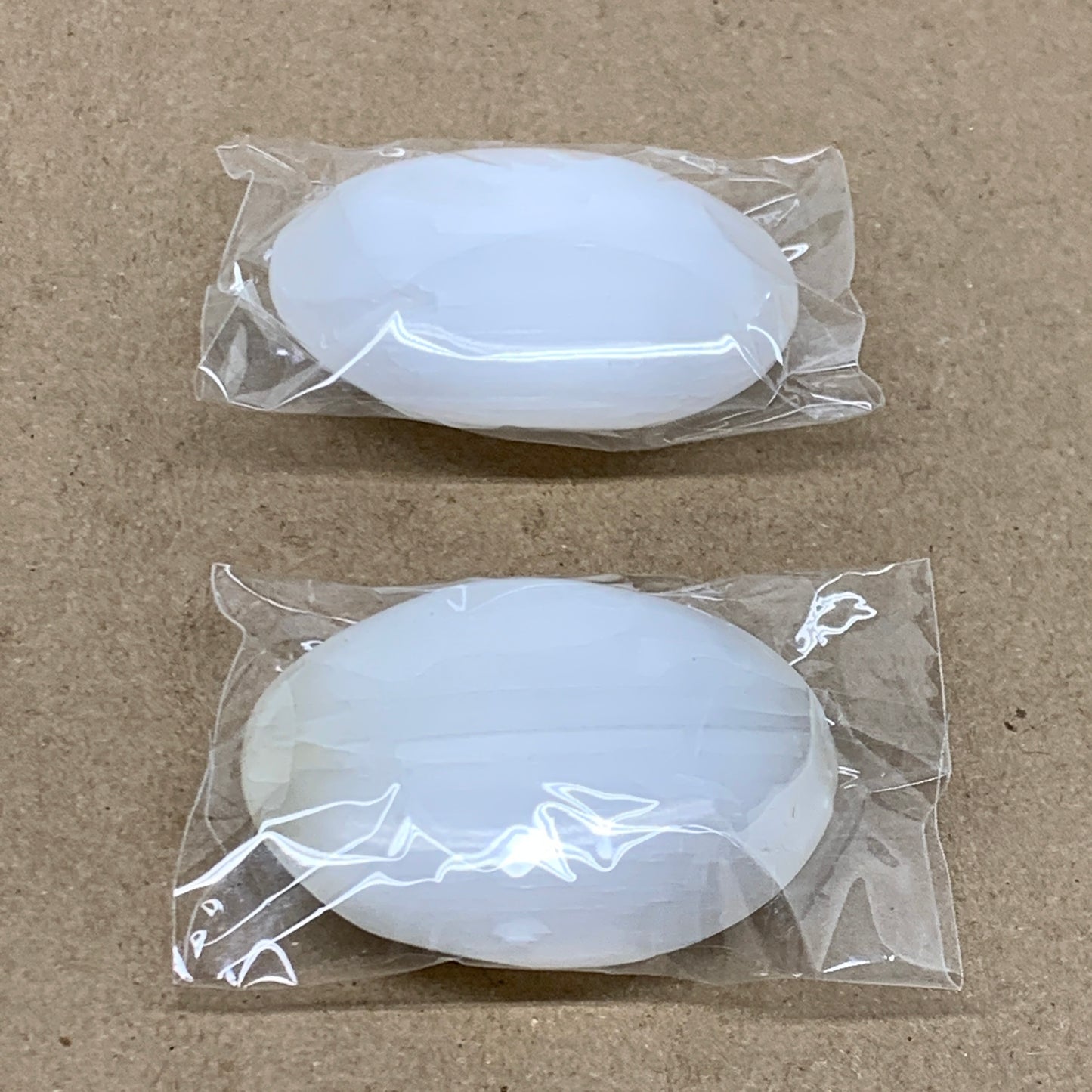 149g, 2.4"x1.8"x1", 2pcs, White Selenite Palmstone Crystal Pillow, B36885