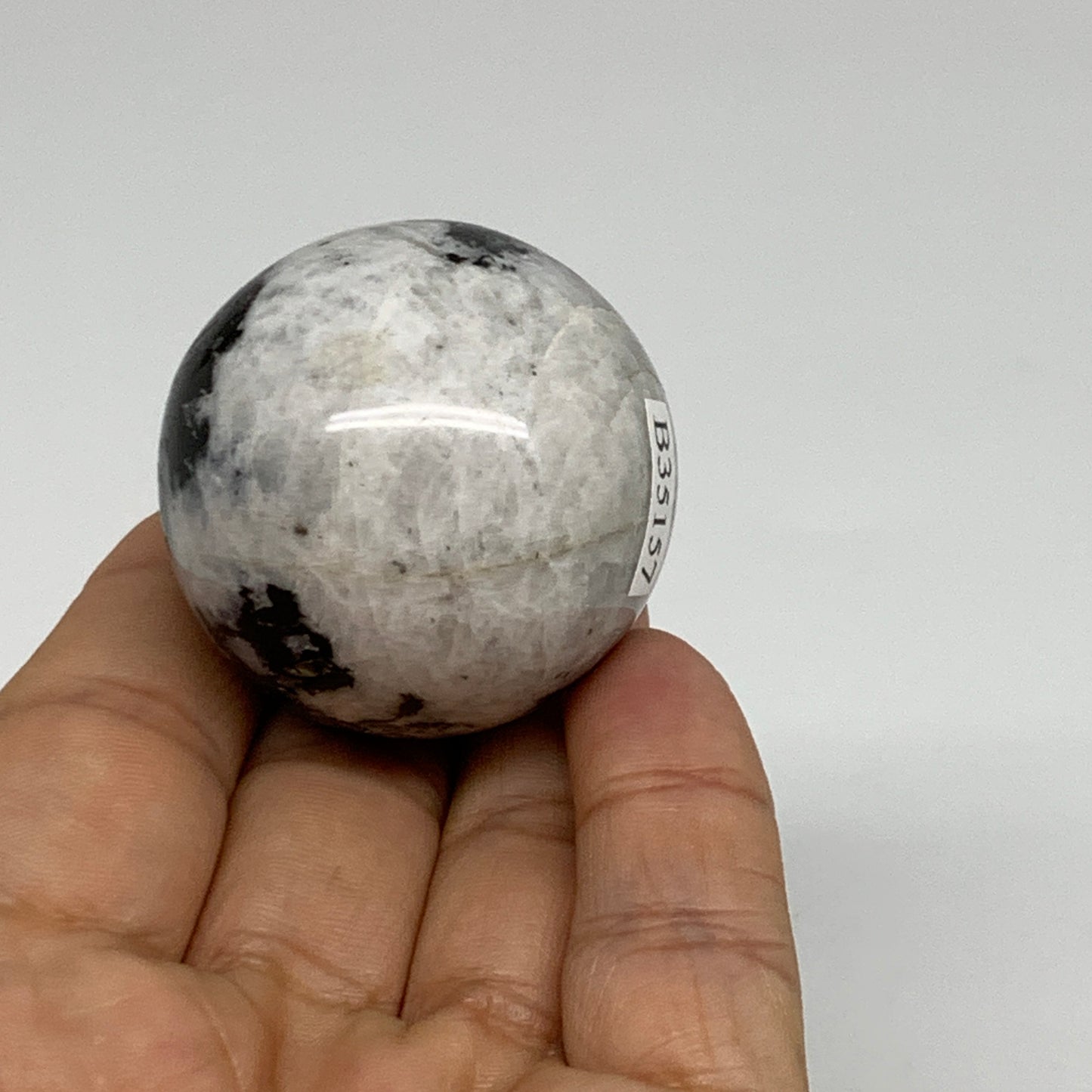 93.2g, 1.6"(40mm), Natural Rainbow Moonstone Sphere Ball Gemstone, B35157