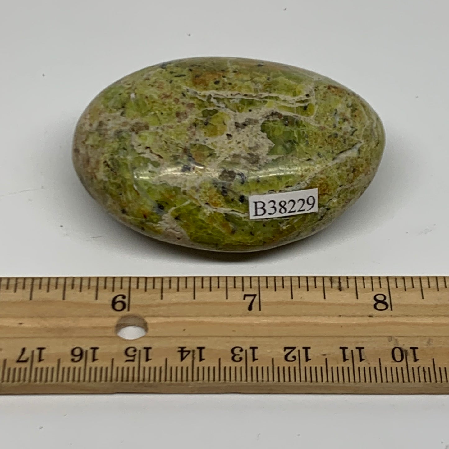 86.8g, 2.5"x1.8"x1.1", Green Opal Crystal PalmStone Polished Reiki, B38229