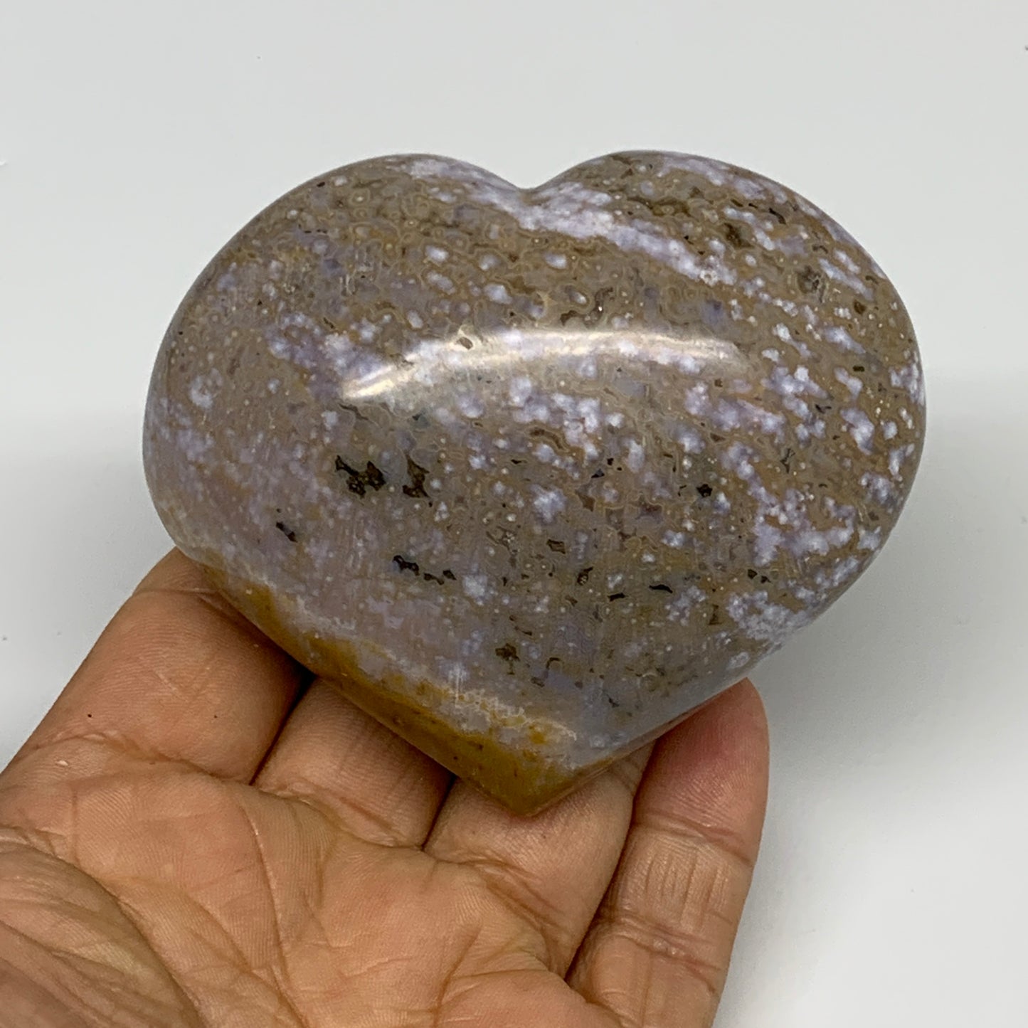 0.55 lbs, 2.6"x3.1"x1.6" Ocean Jasper Heart Polished Healing Crystal, B30893