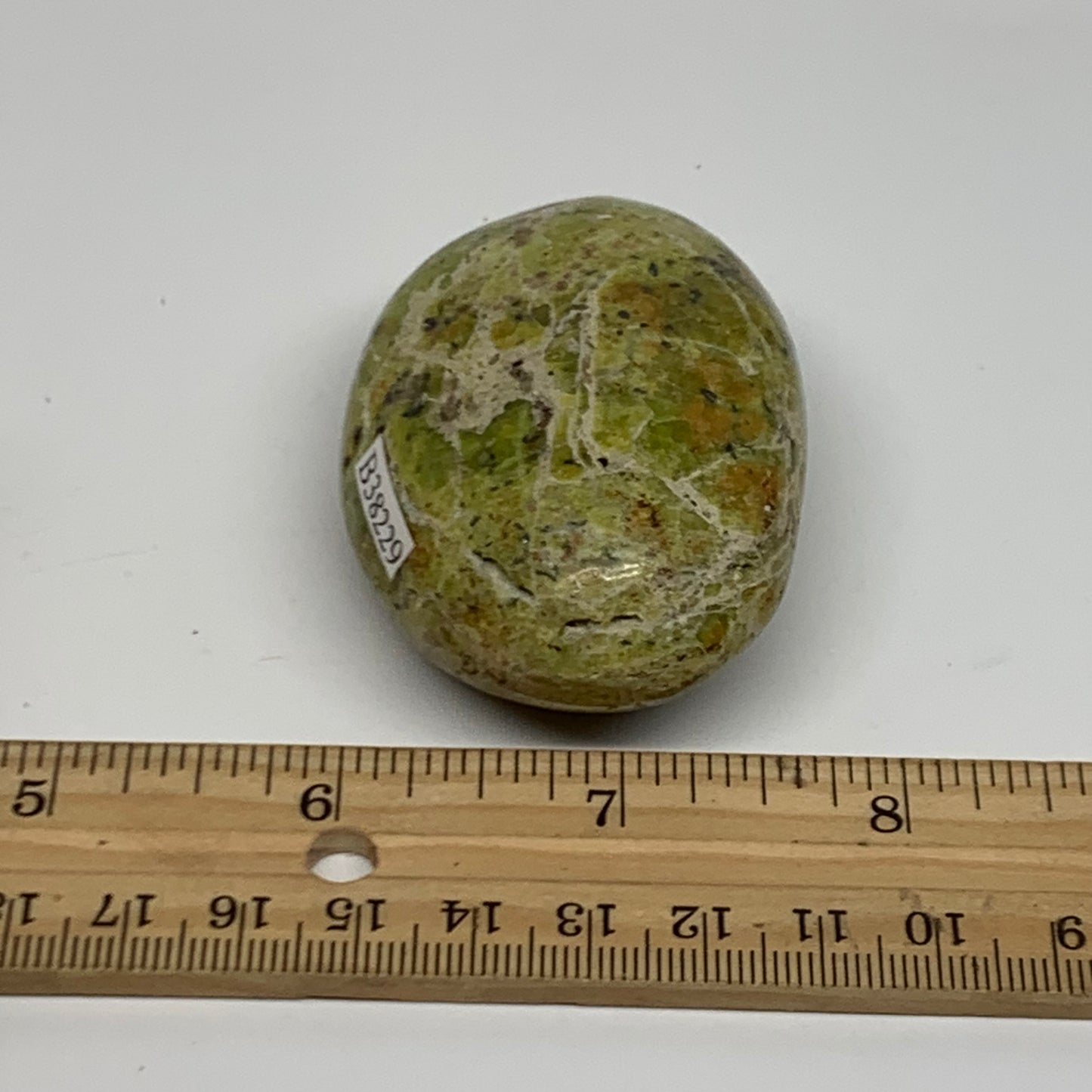 86.8g, 2.5"x1.8"x1.1", Green Opal Crystal PalmStone Polished Reiki, B38229