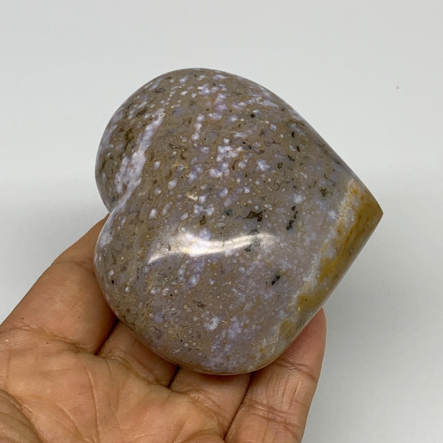 0.55 lbs, 2.6"x3.1"x1.6" Ocean Jasper Heart Polished Healing Crystal, B30893