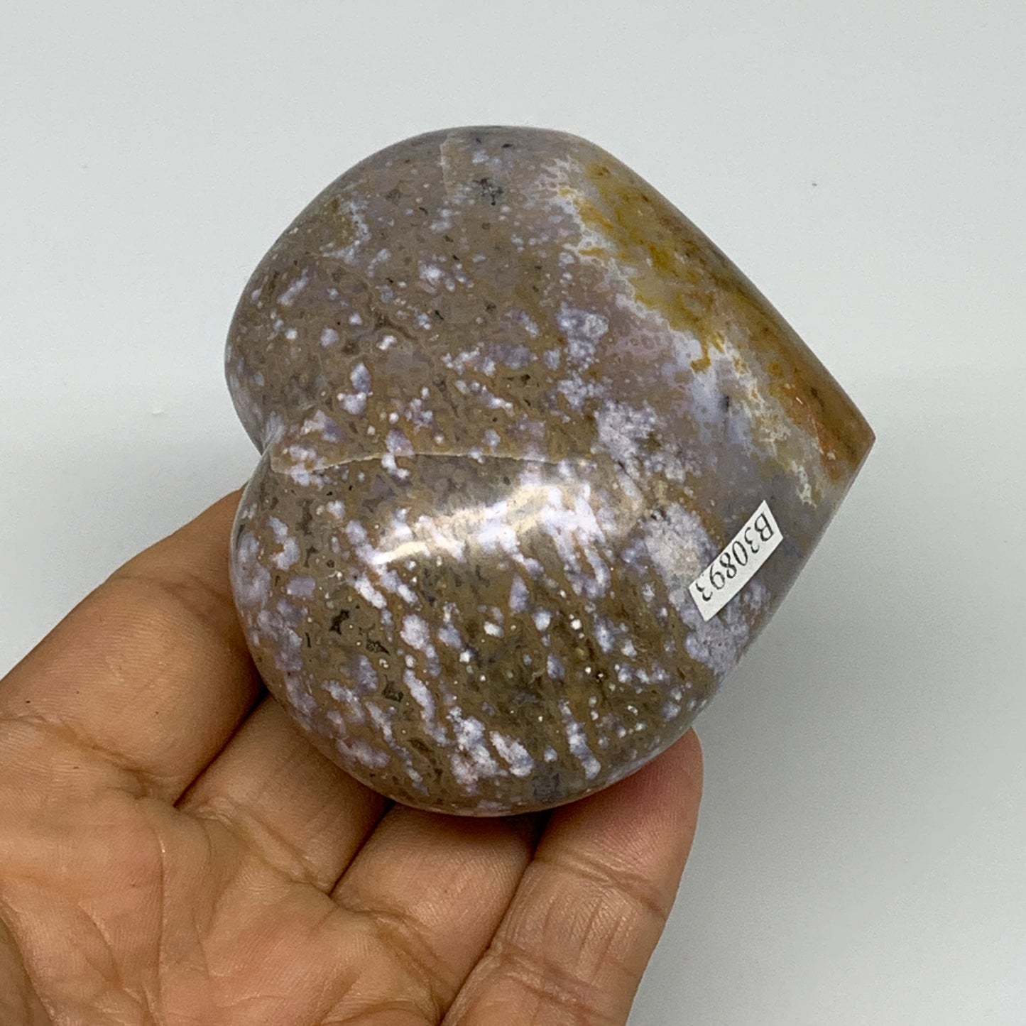 0.55 lbs, 2.6"x3.1"x1.6" Ocean Jasper Heart Polished Healing Crystal, B30893