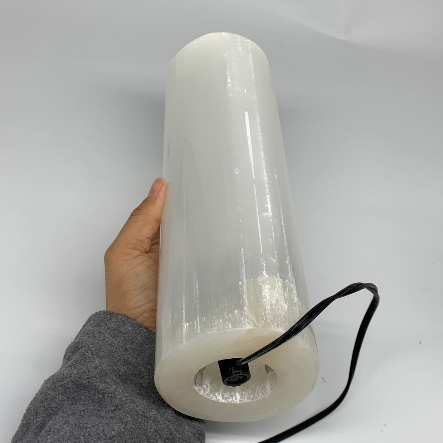8.1 lbs, 11"x3.5" Cylinder Selenite (Satin Spar) Lamp Tower W/Chord, B35822