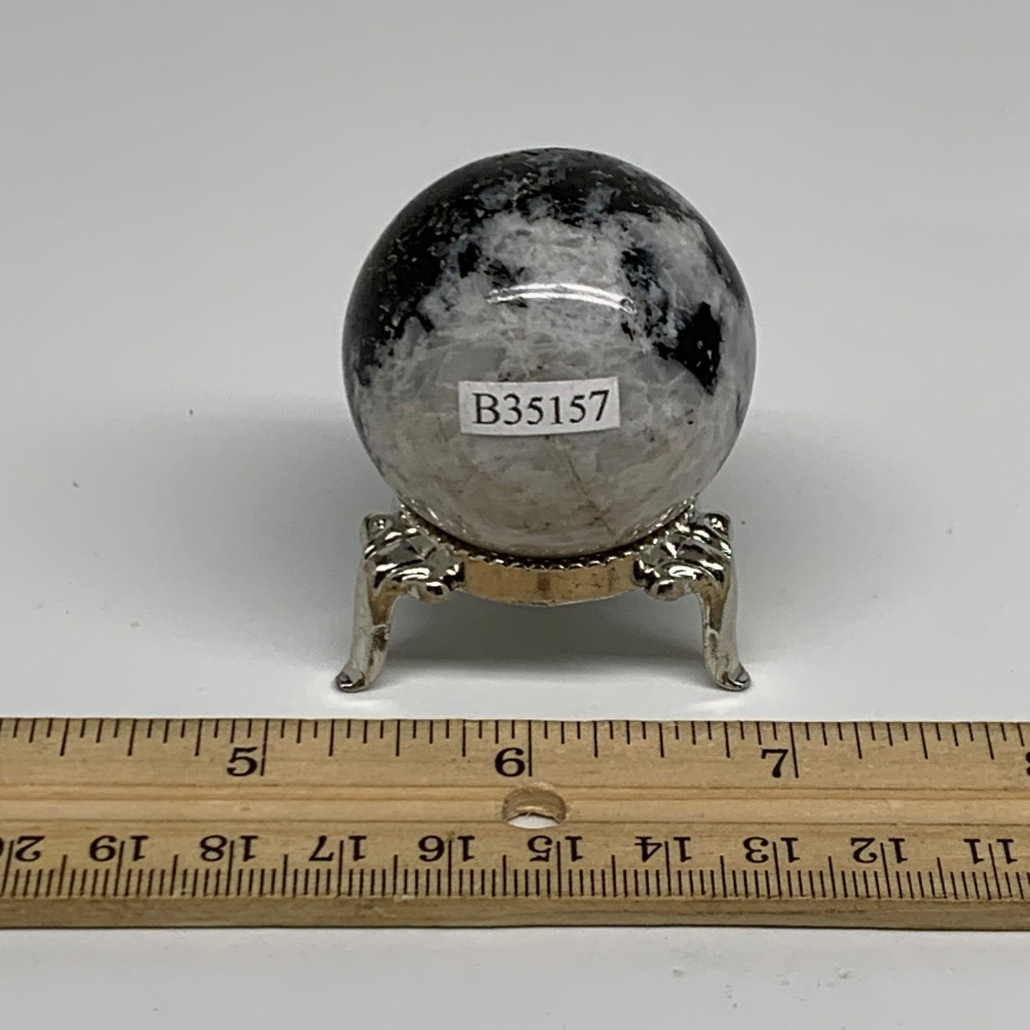 93.2g, 1.6"(40mm), Natural Rainbow Moonstone Sphere Ball Gemstone, B35157