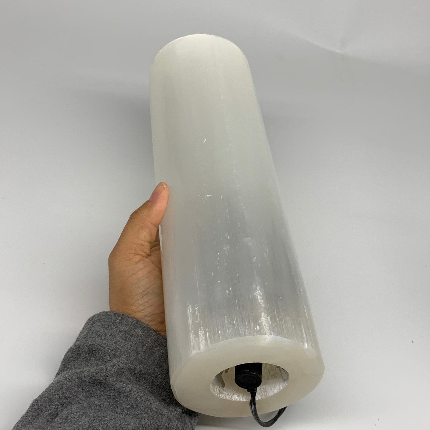 8.1 lbs, 11"x3.5" Cylinder Selenite (Satin Spar) Lamp Tower W/Chord, B35822