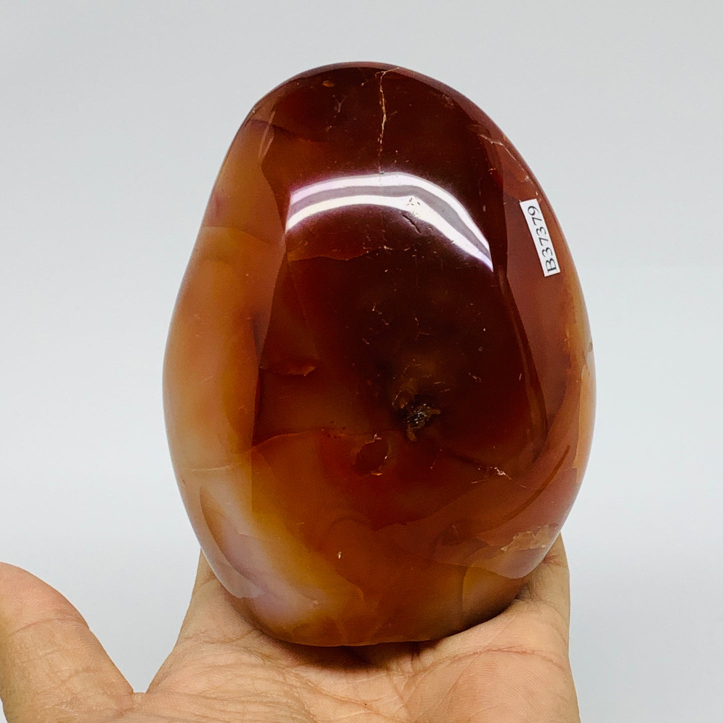1.4 lbs, 4.1"x3.2"x2.2"Natural Red Carnelian Freeform Polished Gemstone, B37379