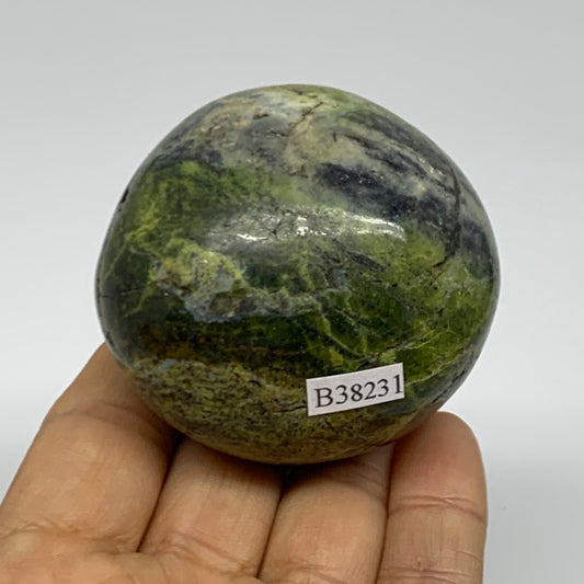 185.4g, 2.4"x2.2"x1.9", Green Opal Crystal PalmStone Polished Reiki, B38231