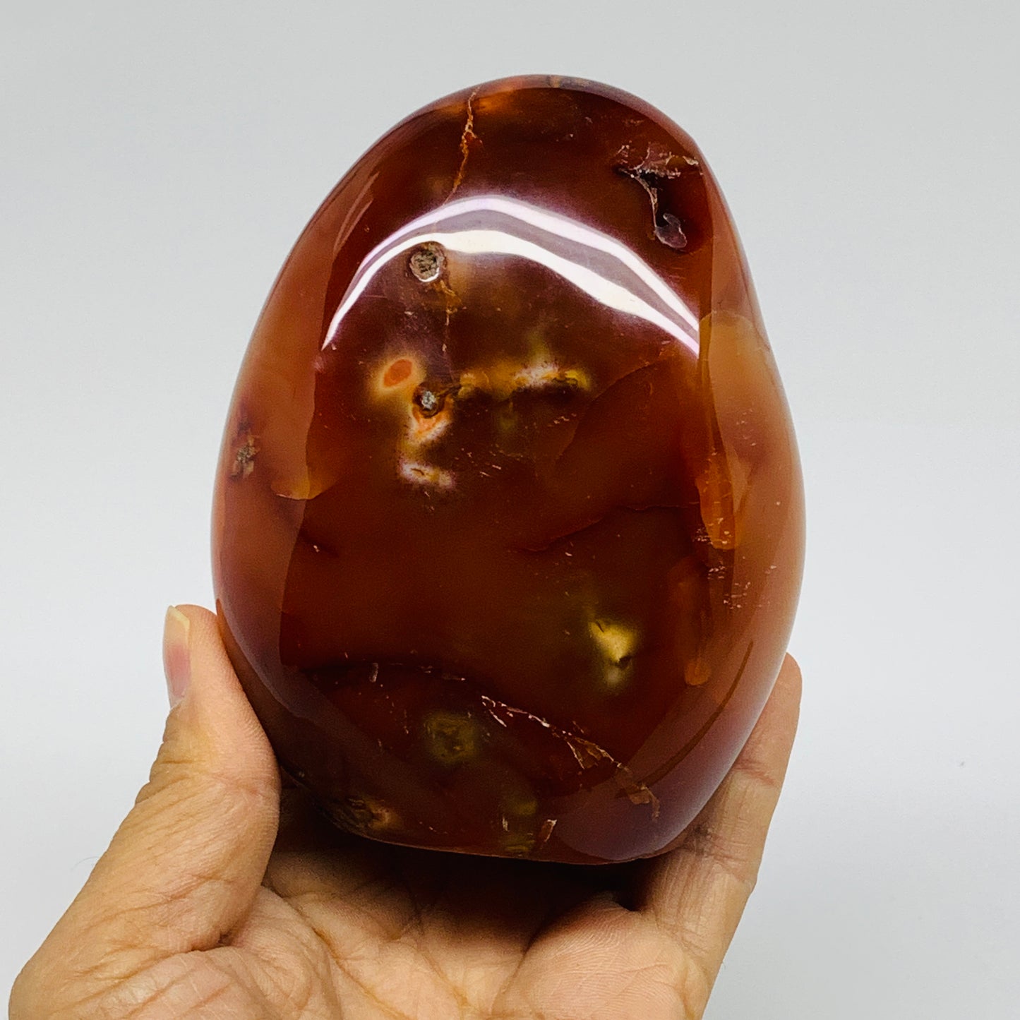 1.4 lbs, 4.1"x3.2"x2.2"Natural Red Carnelian Freeform Polished Gemstone, B37379