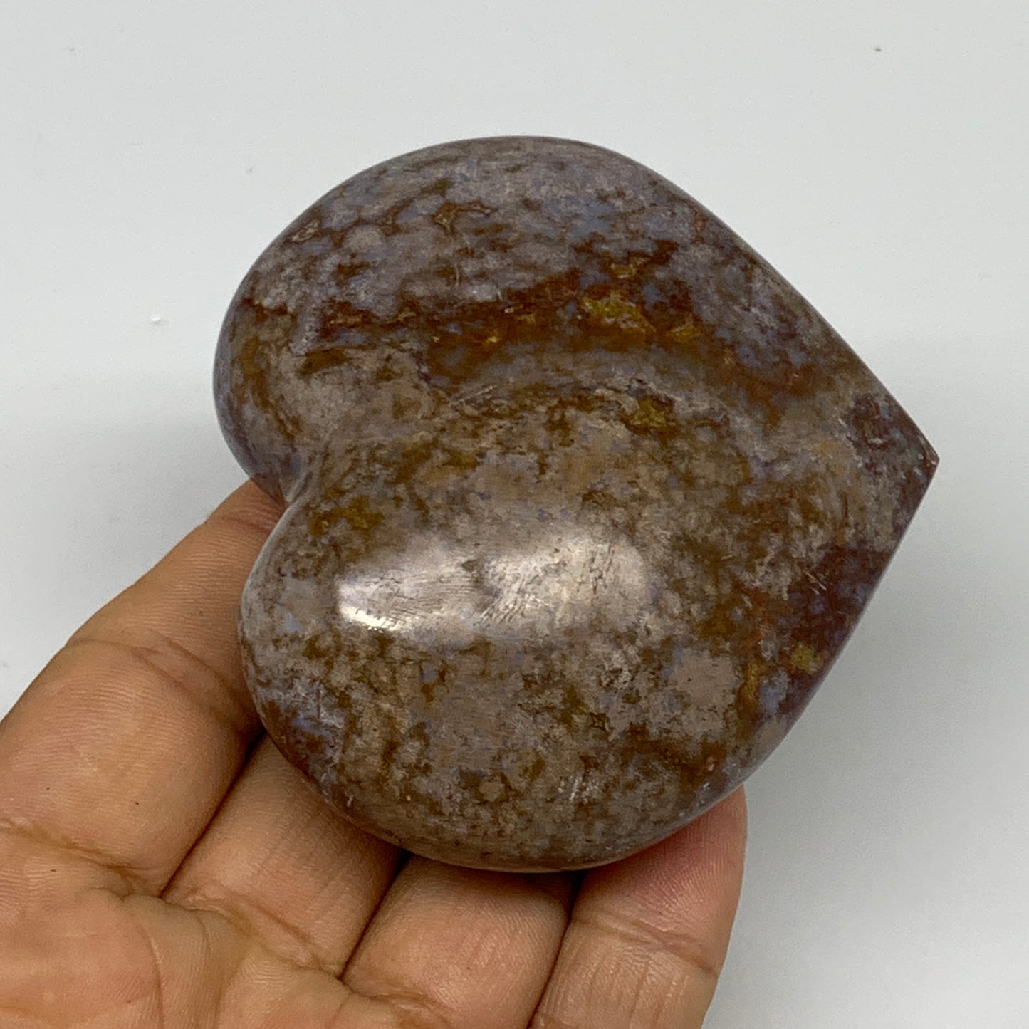 0.45 lbs, 2.6"x2.9"x1.4" Ocean Jasper Heart Polished Healing Crystal, B30892