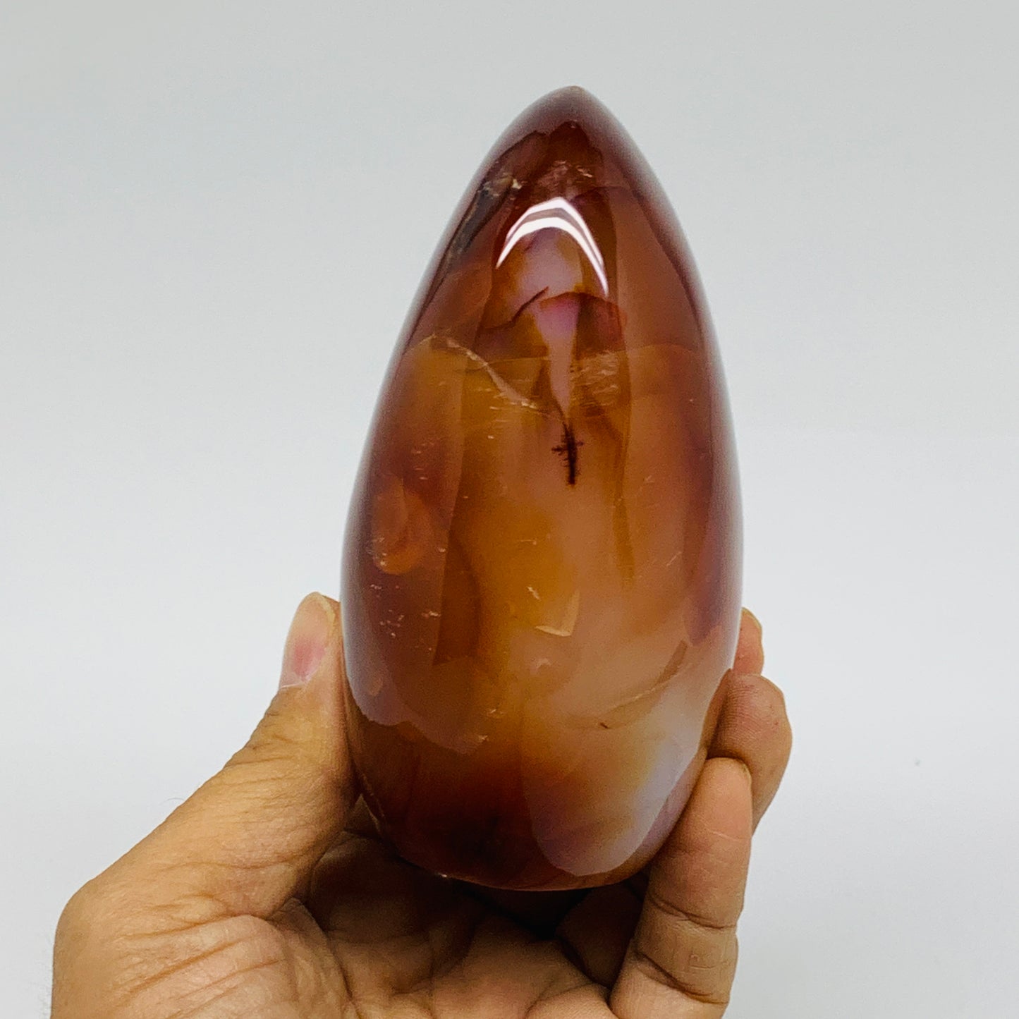 1.4 lbs, 4.1"x3.2"x2.2"Natural Red Carnelian Freeform Polished Gemstone, B37379