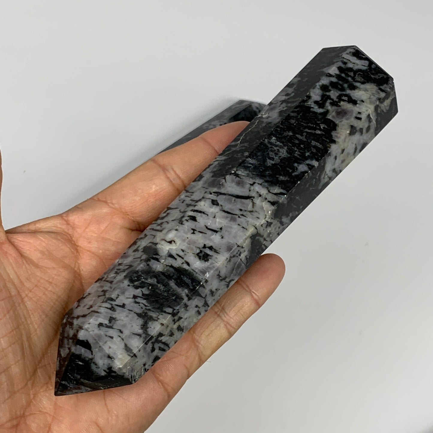 970 grams, 6" - 6.6", 3 pcs, Indigo Gabro Merlinte Towers/Obelisks, B21440