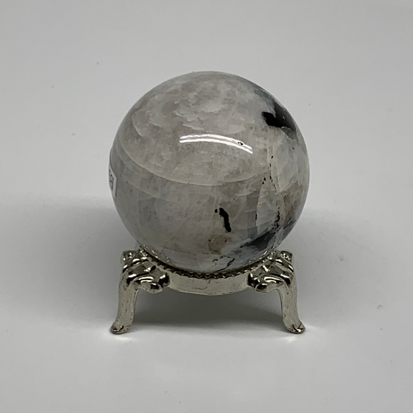 101.3g, 1.7"(42mm), Natural Rainbow Moonstone Sphere Ball Gemstone, B35158