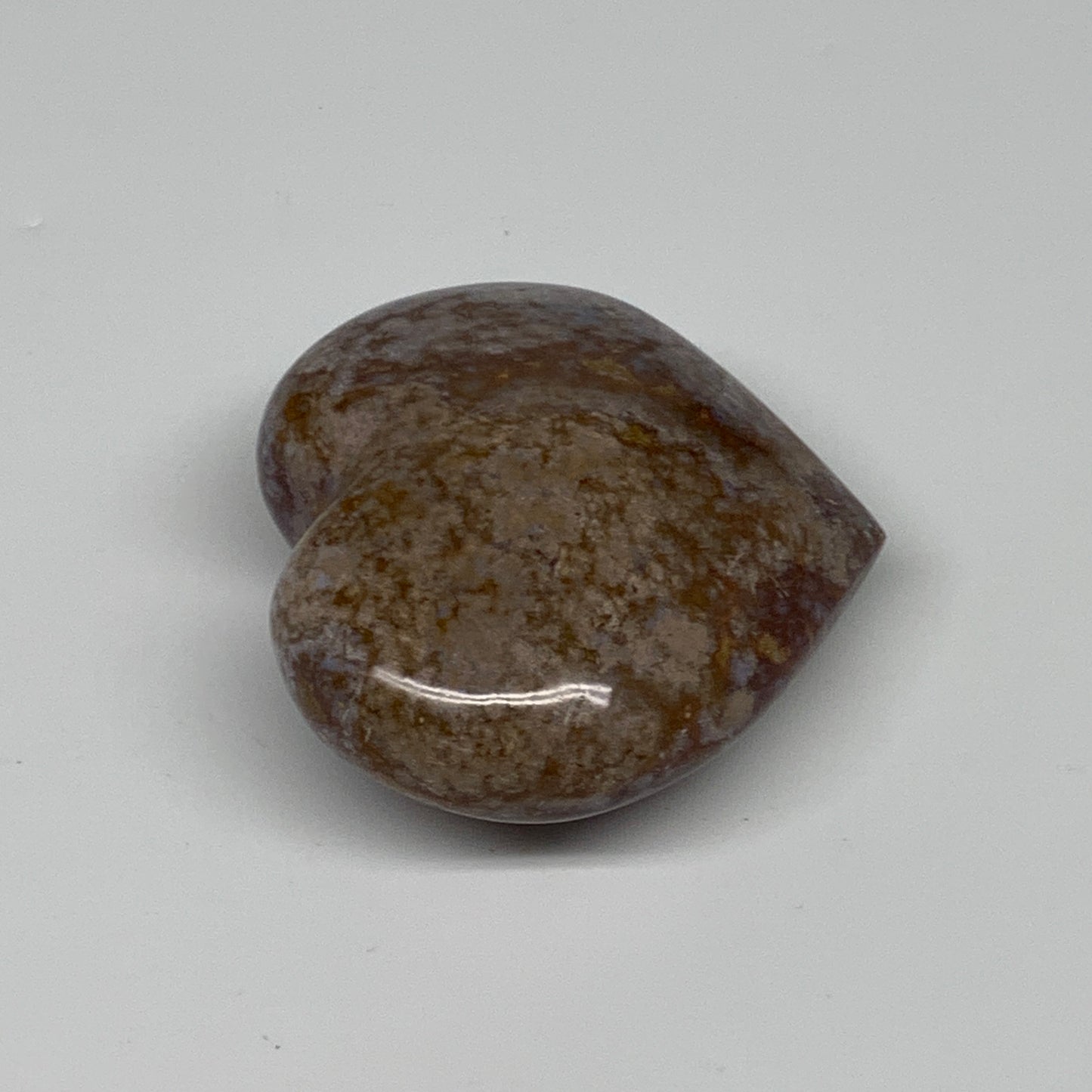 0.45 lbs, 2.6"x2.9"x1.4" Ocean Jasper Heart Polished Healing Crystal, B30892