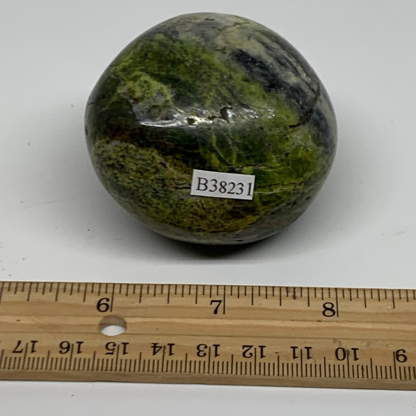 185.4g, 2.4"x2.2"x1.9", Green Opal Crystal PalmStone Polished Reiki, B38231