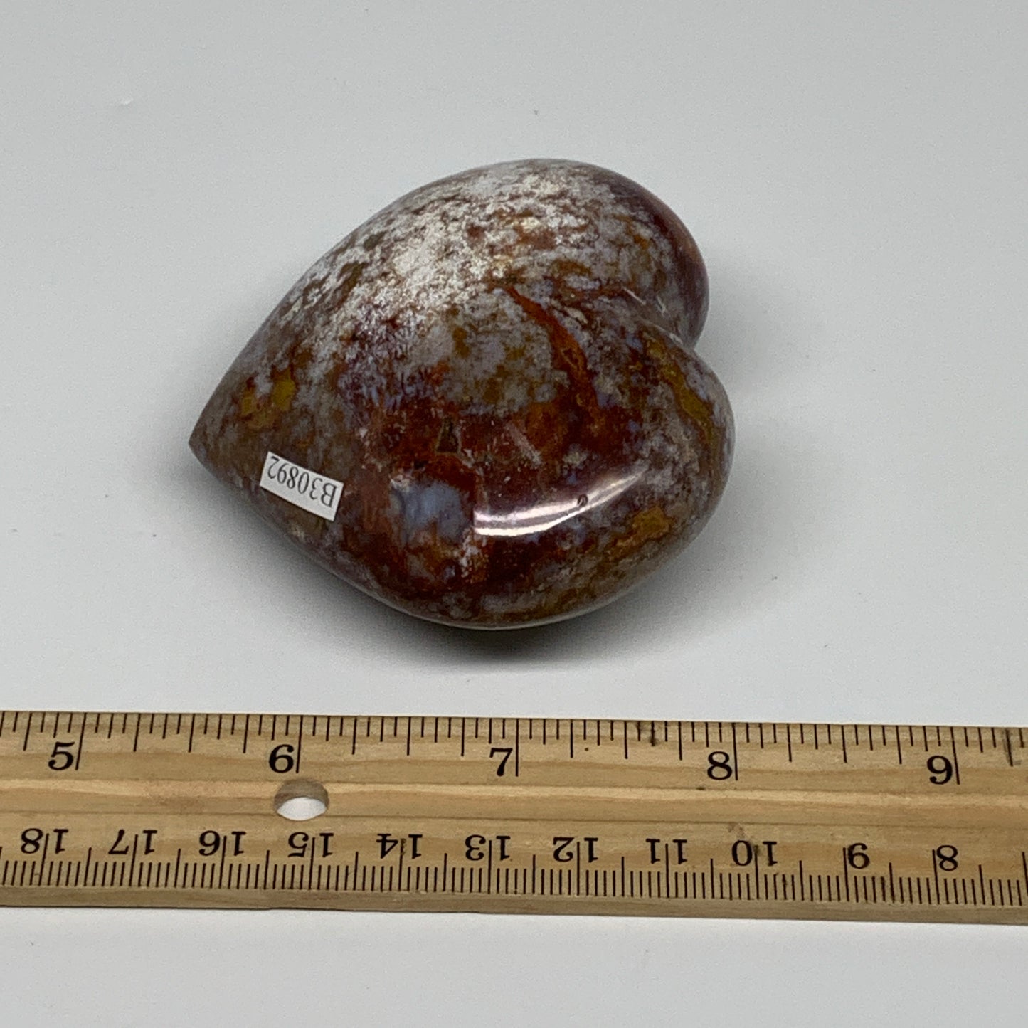 0.45 lbs, 2.6"x2.9"x1.4" Ocean Jasper Heart Polished Healing Crystal, B30892