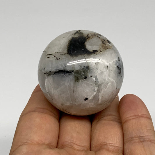 109.9g, 1.7"(43mm), Natural Rainbow Moonstone Sphere Ball Gemstone, B35159