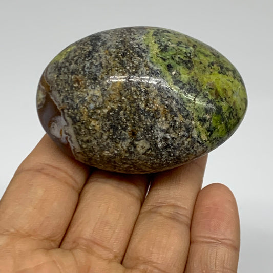 108g, 2.4"x1.7"x1.3", Green Opal Crystal PalmStone Polished Reiki, B38232