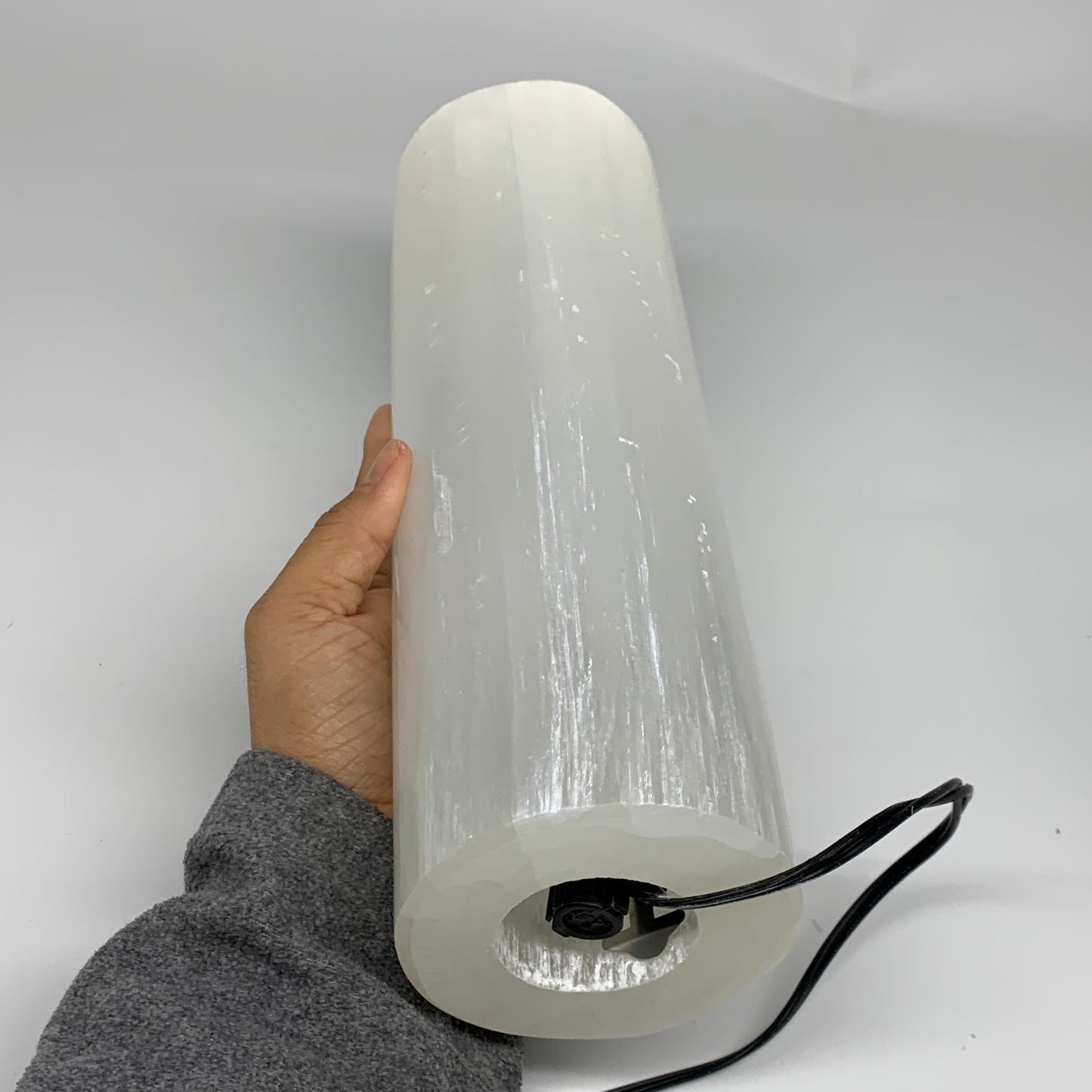 8.7 lbs, 11.6"x3.5" Cylinder Selenite (Satin Spar) Lamp Tower W/Chord, B35823