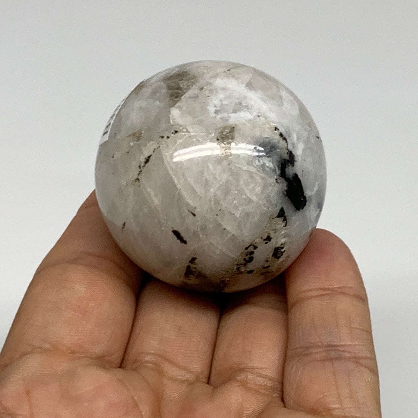109.9g, 1.7"(43mm), Natural Rainbow Moonstone Sphere Ball Gemstone, B35159