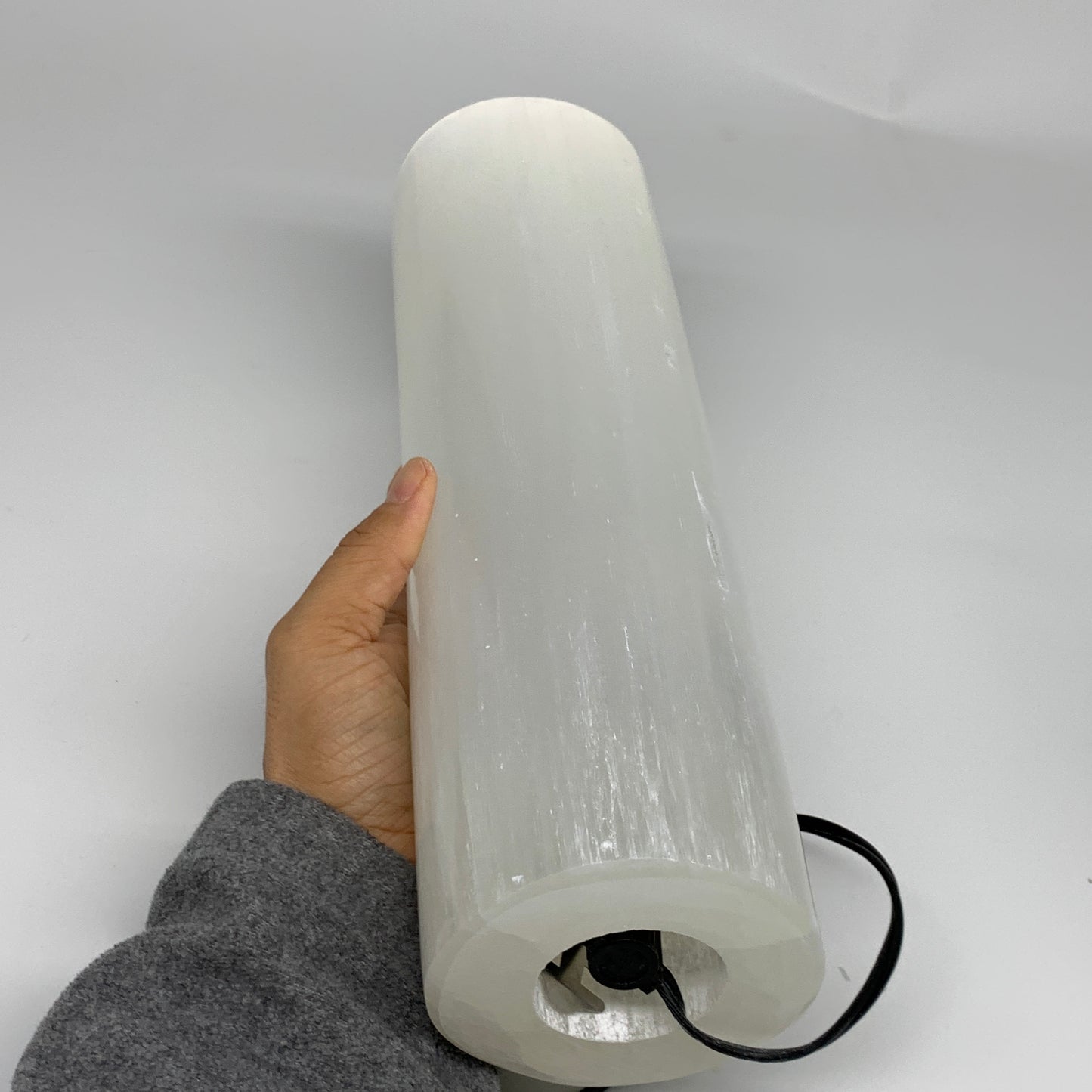 8.7 lbs, 11.6"x3.5" Cylinder Selenite (Satin Spar) Lamp Tower W/Chord, B35823