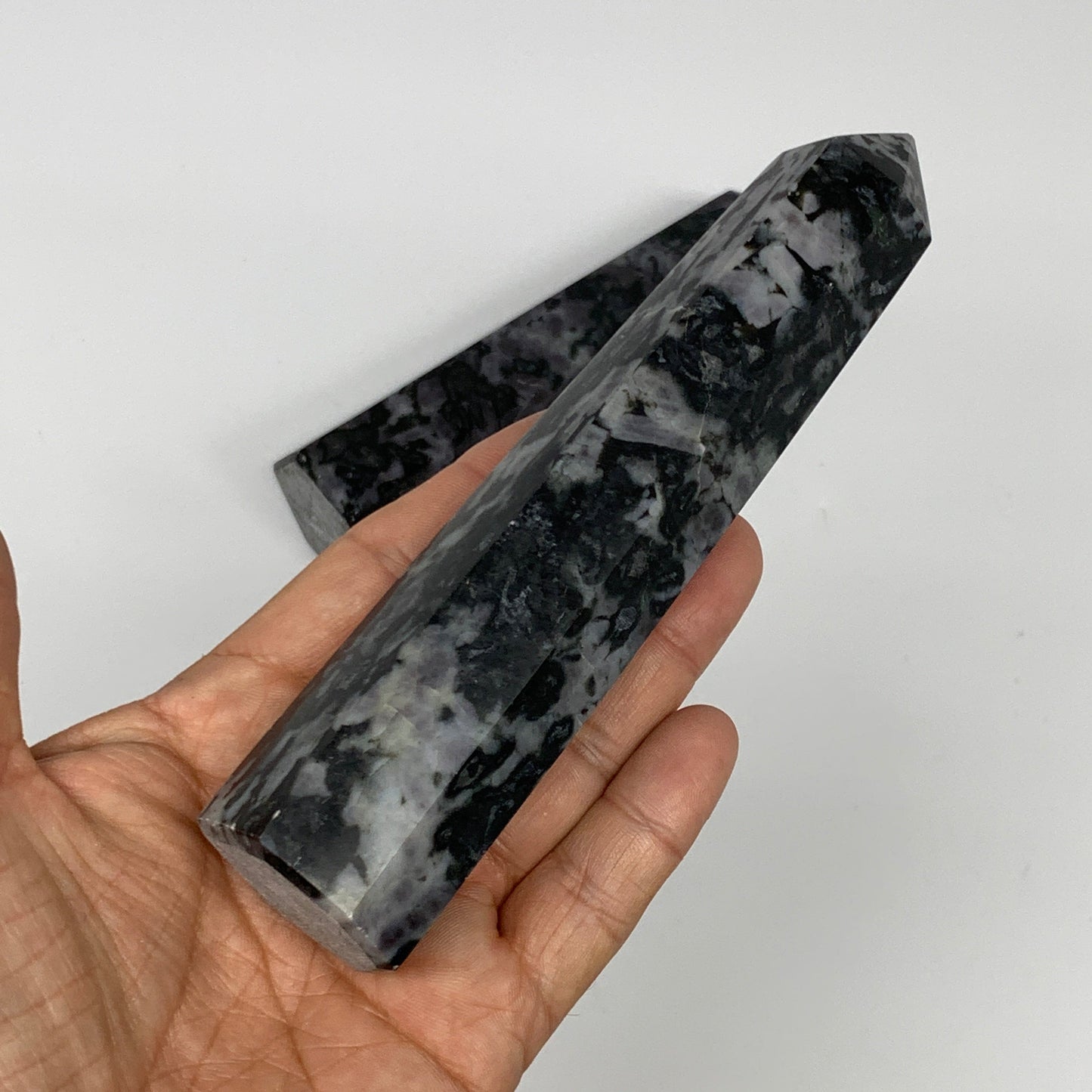 910 grams, 5.8" - 5.9", 3 pcs, Indigo Gabro Merlinte Towers/Obelisks, B21439