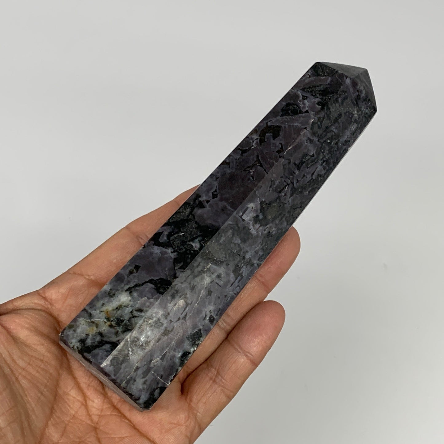 910 grams, 5.8" - 5.9", 3 pcs, Indigo Gabro Merlinte Towers/Obelisks, B21439