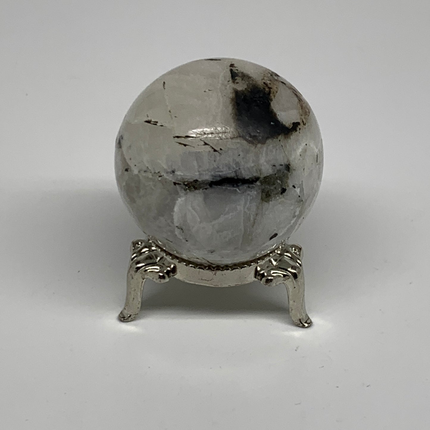 109.9g, 1.7"(43mm), Natural Rainbow Moonstone Sphere Ball Gemstone, B35159