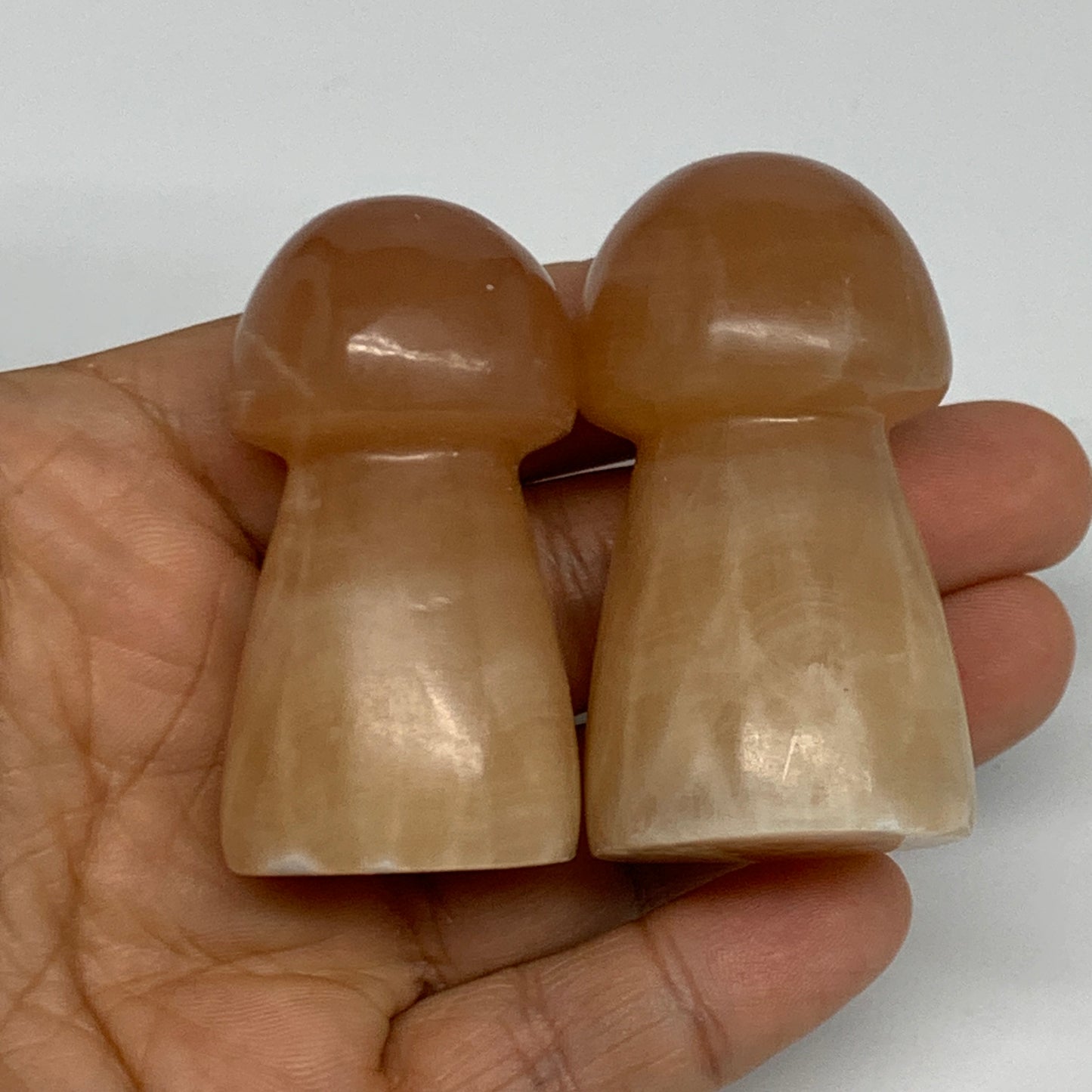 141.7g, 2"-2.2", 2pcs, Natural Honey Calcite Mushroom Gemstone @Pakistan, B31726