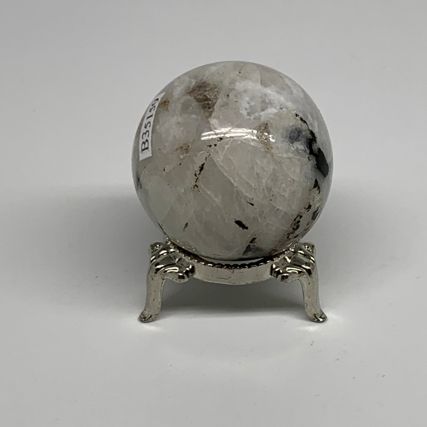 109.9g, 1.7"(43mm), Natural Rainbow Moonstone Sphere Ball Gemstone, B35159