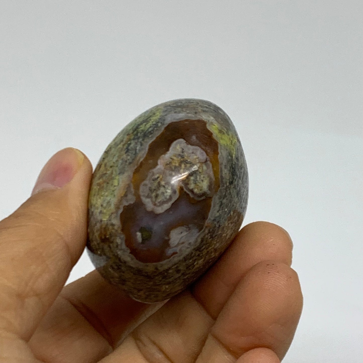 108g, 2.4"x1.7"x1.3", Green Opal Crystal PalmStone Polished Reiki, B38232