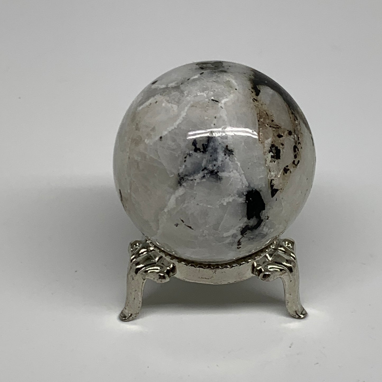 109.9g, 1.7"(43mm), Natural Rainbow Moonstone Sphere Ball Gemstone, B35159