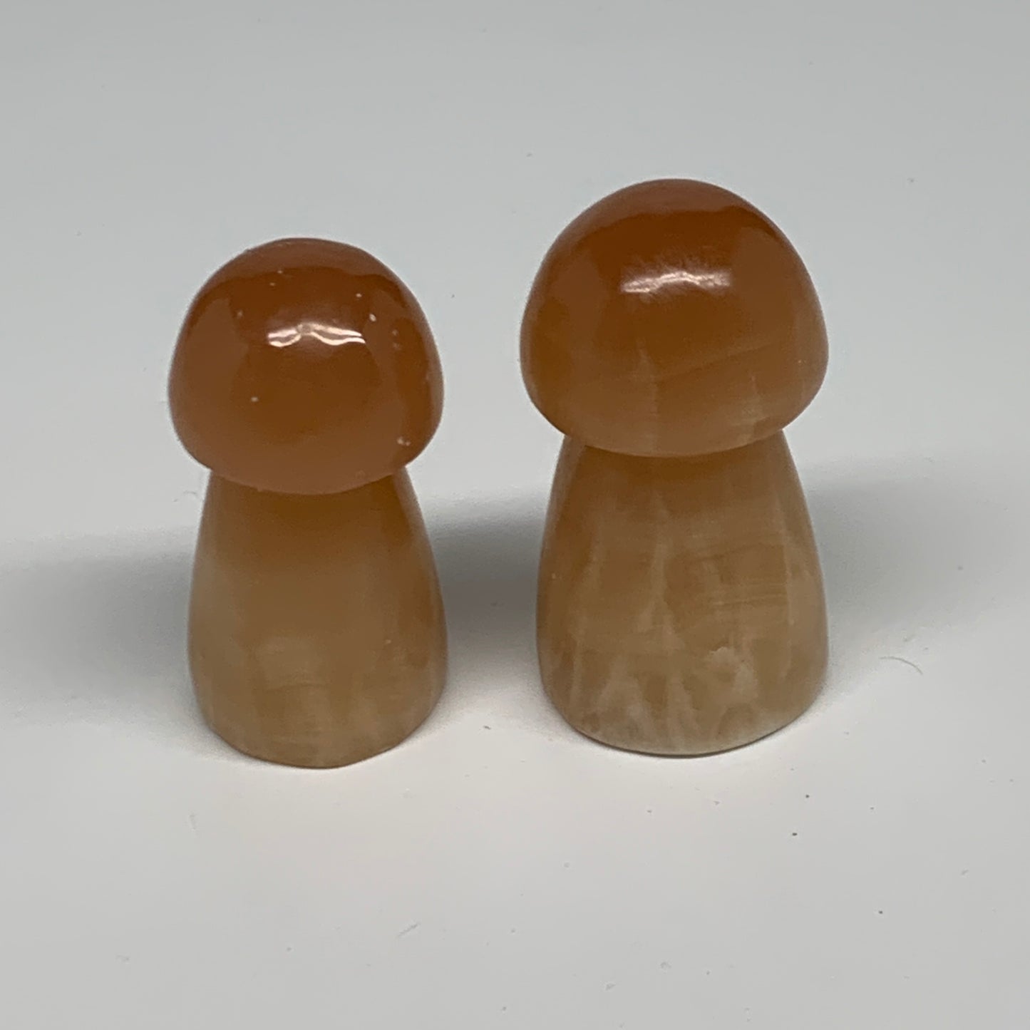 141.7g, 2"-2.2", 2pcs, Natural Honey Calcite Mushroom Gemstone @Pakistan, B31726