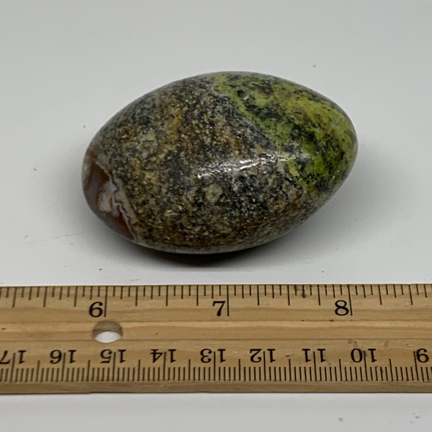 108g, 2.4"x1.7"x1.3", Green Opal Crystal PalmStone Polished Reiki, B38232