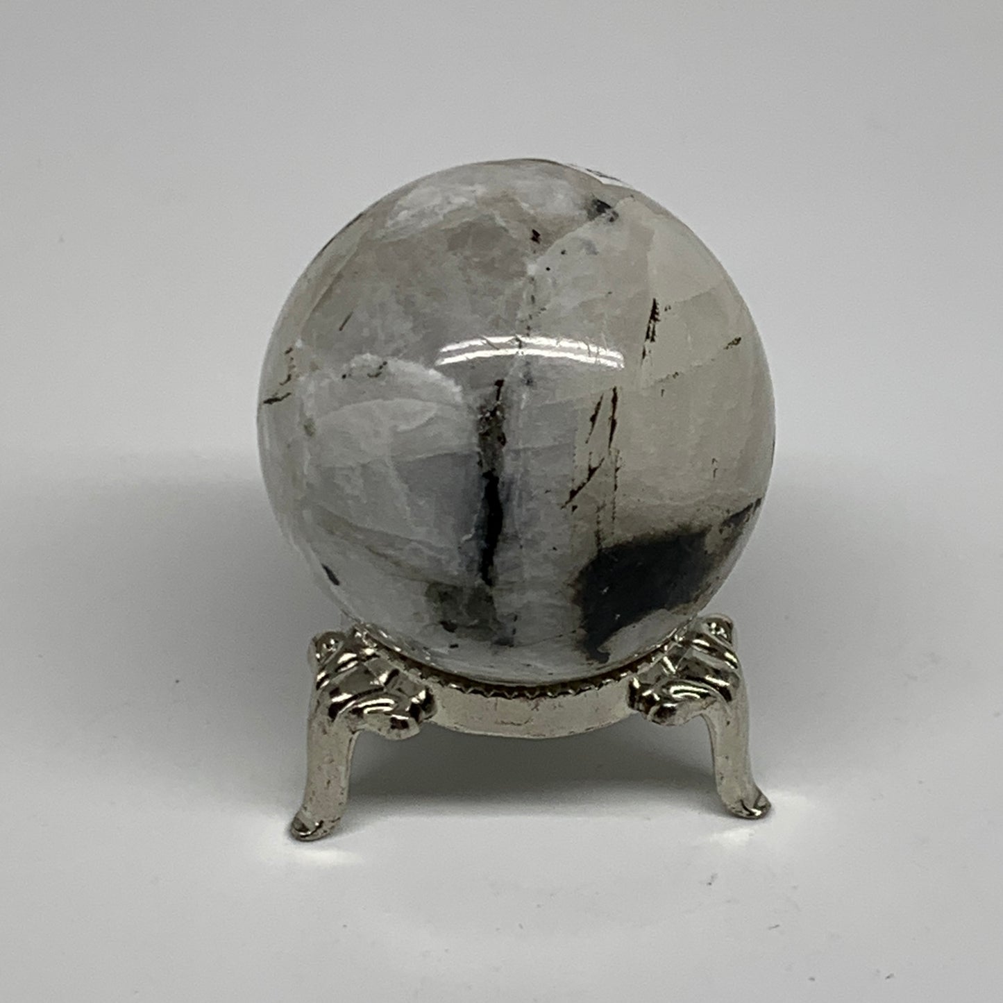 109.9g, 1.7"(43mm), Natural Rainbow Moonstone Sphere Ball Gemstone, B35159