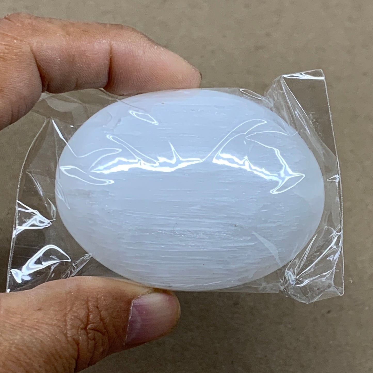 150g, 2.4"x1.8"x1", 2pcs, White Selenite Palmstone Crystal Pillow, B36888